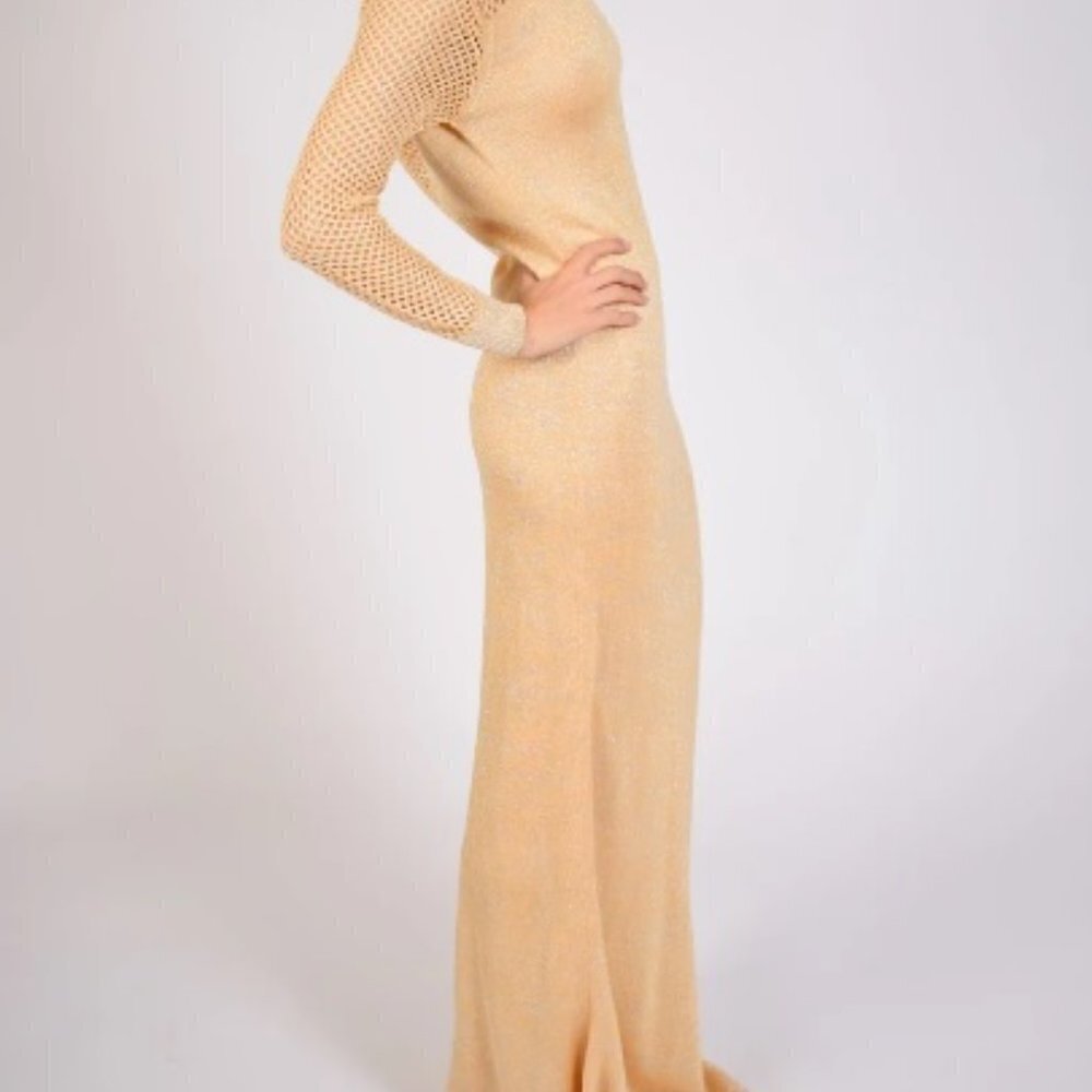 Vintage Anne Fogarty Rare 1960's Gold Knit Gown - Near Mint Condition